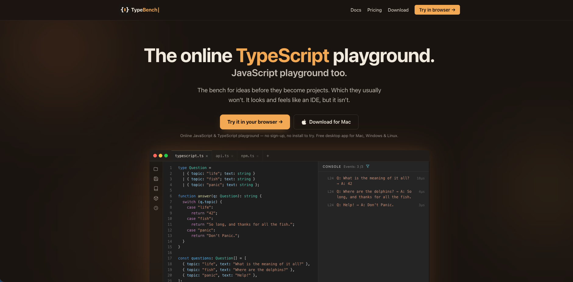 Typebench preview